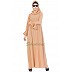 A-line designer abaya with frills on sleeves - Beige color  A-line designer abaya with frills on sleeves - Beige color